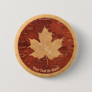 Maple Leaf on Inner Birch Bark Ronde Button 5,7 Cm