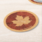 Maple Leaf on Inner Birch Bark Ronde Kartonnen Onderzetter (Gebogen)