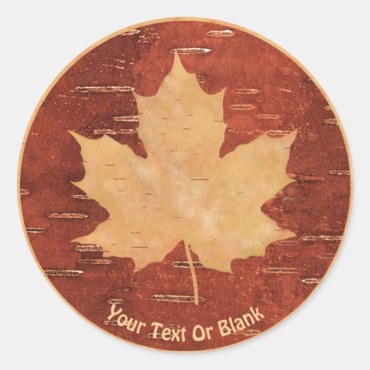 Maple Leaf on Inner Birch Bark Ronde Sticker (Voorkant)