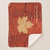 Maple Leaf on Inner Birch Bark Sherpa Deken (Voorkant)
