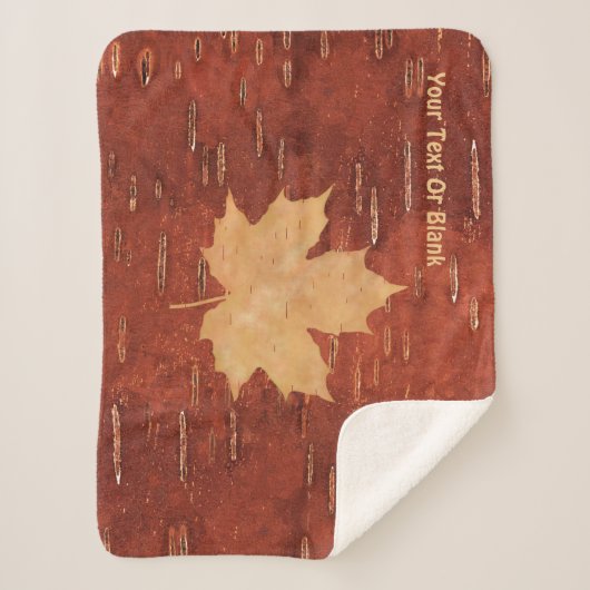 Maple Leaf on Inner Birch Bark Sherpa Deken (Voorkant)