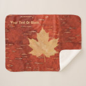 Maple Leaf on Inner Birch Bark Sherpa Deken (Voorkant (horizontaal))