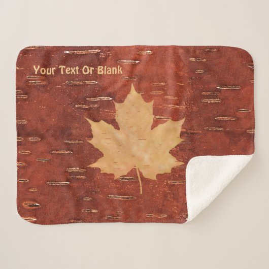 Maple Leaf on Inner Birch Bark Sherpa Deken (Voorkant (horizontaal))