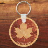 Maple Leaf on Inner Birch Bark Sleutelhanger (Voorkant)