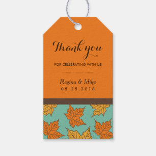 Maple Leaf Pattern Autumn Wedding Favor Gift Label Cadeaulabel