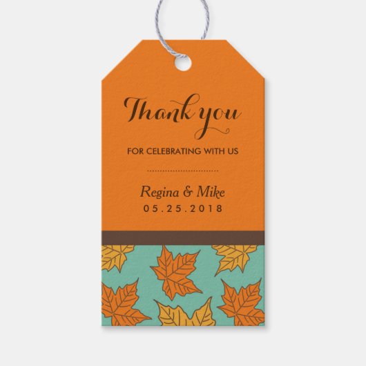 Maple Leaf Pattern Autumn Wedding Favor Gift Label Cadeaulabel (Voorkant)