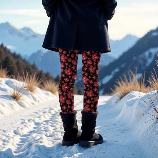 Maple Leaf Pattern Leggings