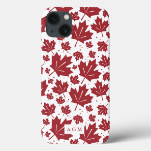 Maple Leaf Pattern Monogramed iPhone 13 Hoesje