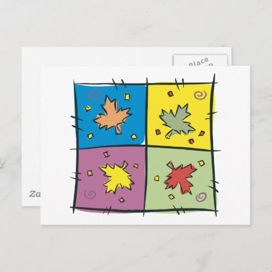 Maple Leaf Pop Art Briefkaart (Voorkant / Achterkant)