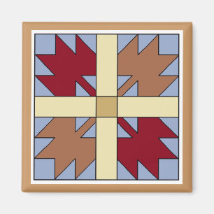 Maple Leaf Quilt Pattern Square Magnet