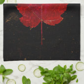 Maple Leaf Red Black Gold Country Herfst Texture Theedoek (Gevouwen)