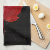 Maple Leaf Red Black Gold Country Herfst Texture Theedoek (Quarter Fold)