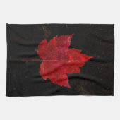 Maple Leaf Red Black Gold Country Herfst Texture Theedoek (Horizontaal)