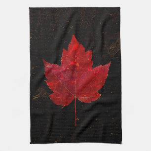 Maple Leaf Red Black Gold Country Herfst Texture Theedoek