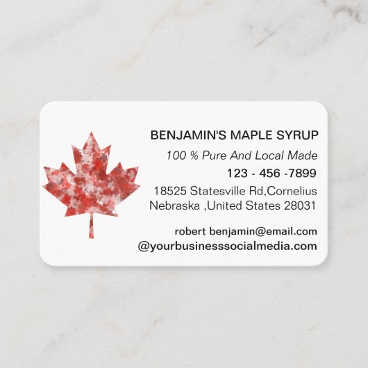 Maple Leaf Rode Canada Visitekaartje (Voorkant)