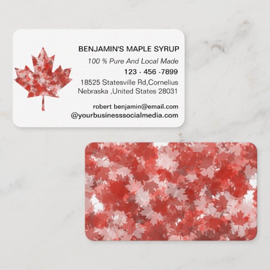 Maple Leaf Rode Canada Visitekaartje (Voorkant / Achterkant)