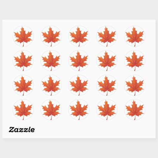 Maple Leaf Ronde Sticker (Vel)