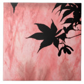 Maple Leaf Silhouet Rood Marmer Tegel Tegeltje (Voorkant)