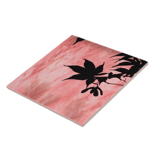 Maple Leaf Silhouet Rood Marmer Tegel Tegeltje (Zijkant)