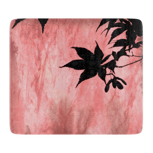 Maple Leaf Silhouette Red Marble Cutting Board Snijplank (Voorkant)