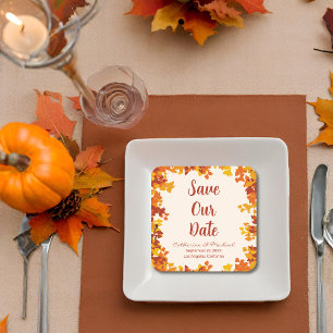 Maple Leaf Sinaasappel Terracotta Autumn Save the  Kartonnen Onderzetters