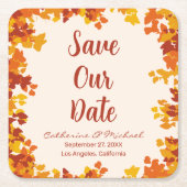 Maple Leaf Sinaasappel Terracotta Autumn Save the  Kartonnen Onderzetters (Voorkant)