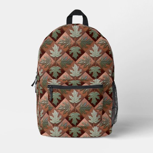 Maple leaf tegel patroonrugzak bedrukte rugzak (Voorkant)