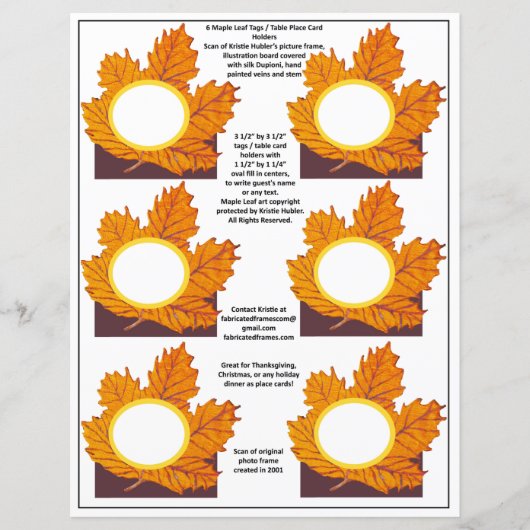 Maple Leaf Thanksgiving Naam Tabel Plaats Kaarten (Voorkant)