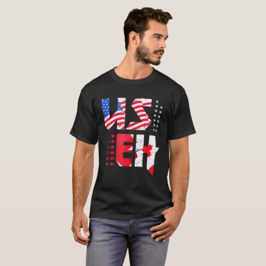 Maple Leaf US Flag Canadian American Pride Useh Ca T-shirt (Voorkant volledig)