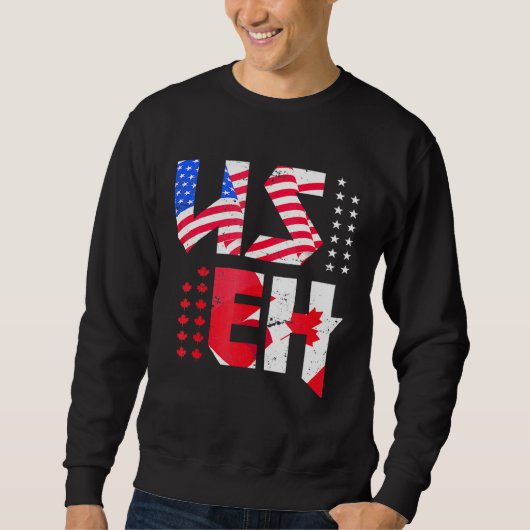 Maple Leaf US Flag Canadian American Pride Useh Ca Trui (Voorkant)