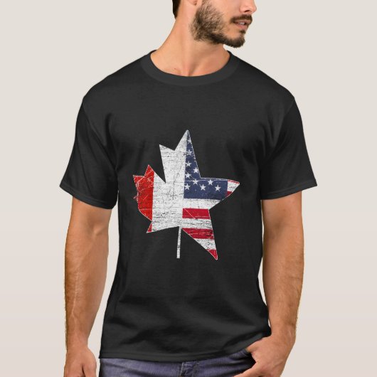Maple Leaf Usa American Flag Canada T-shirt (Voorkant)