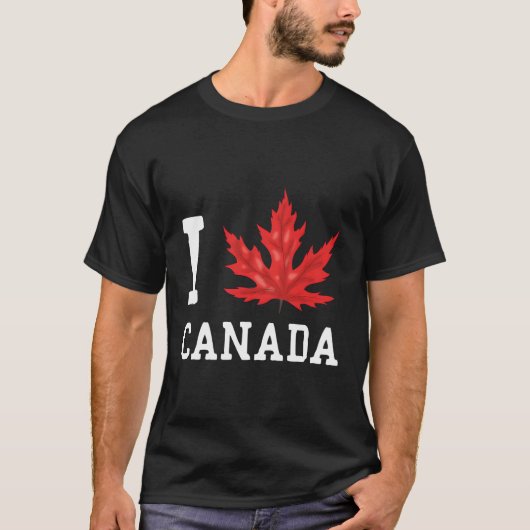 Maple Leaf Vlag Patriottisch Canadees Hij Ik Hou V T-shirt (Voorkant)