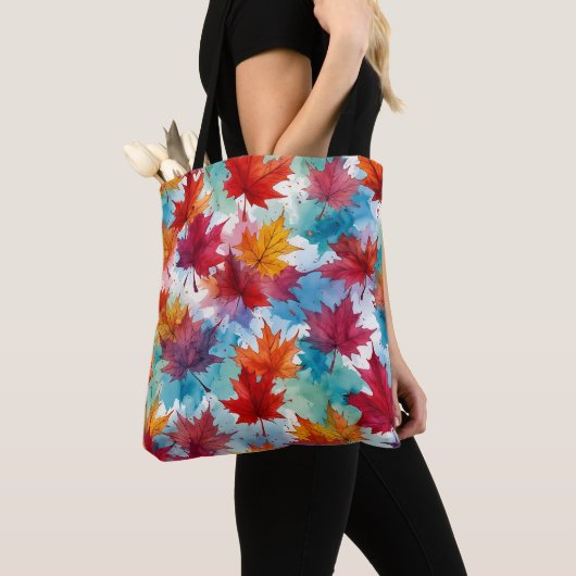 Maple Leaf Waterverf Design Bag Tote Bag (Dichtbij)