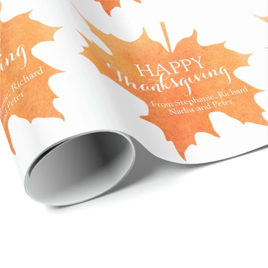 Maple leaf waterverf herfst gepersonaliseerde cade cadeaupapier (Rol Hoek)