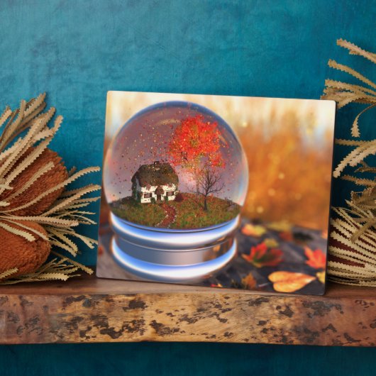 Maple Leaf Wereldbol Afbeelding Plaque Fotoplaat (Zijkant)