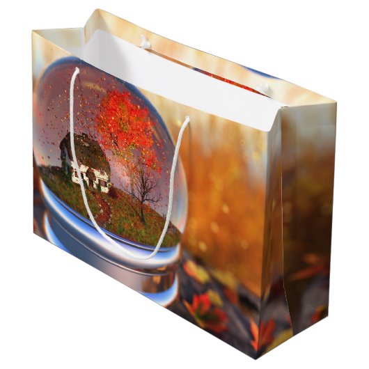 Maple Leaf Wereldbol Gift Bag Groot Cadeauzakje (Voorkant Gekanteld)