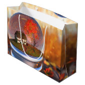 Maple Leaf Wereldbol Gift Bag Groot Cadeauzakje (Achterkant Gekanteld)