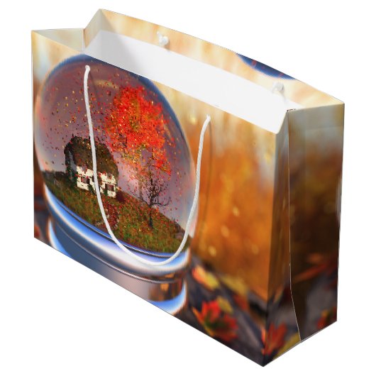 Maple Leaf Wereldbol Gift Bag Groot Cadeauzakje (Achterkant Gekanteld)