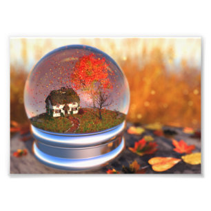 Maple Leaf Wereldbol Photo Print Foto Afdruk