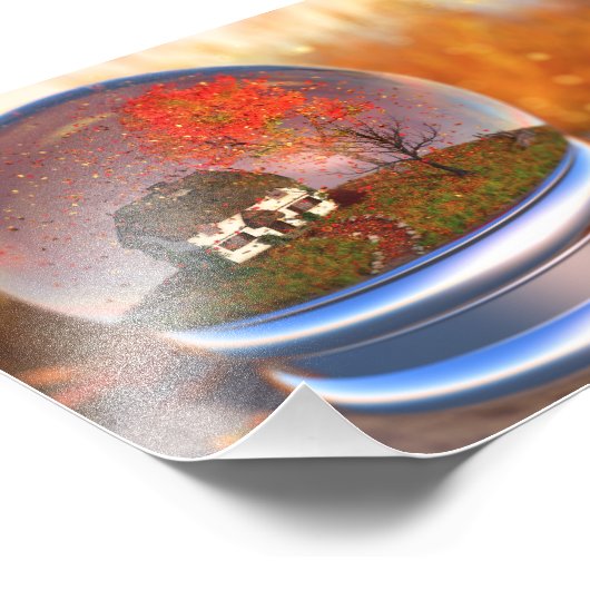 Maple Leaf Wereldbol Photo Print Foto Afdruk (Hoek)