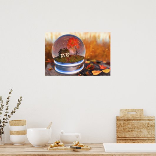 Maple Leaf Wereldbol Print (Keuken)