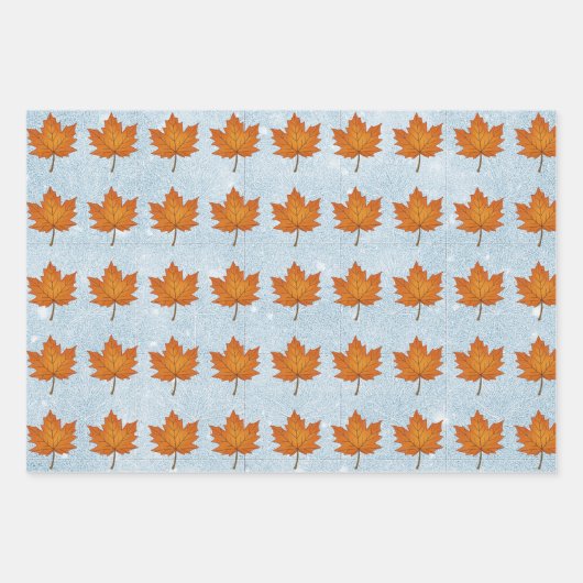 Maple Leaf Wrapping Paper Flat Sheet Set of 3 (Voorkant 3)