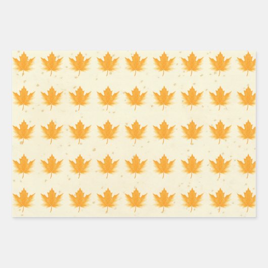 Maple Leaf Wrapping Paper Flat Sheet Set of 3 (Voorkant 2)