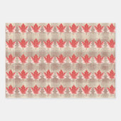 Maple Leaf Wrapping Paper Flat Sheet Set of 3 (Voorkant)