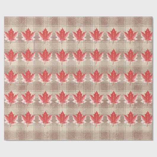 Maple Leaf Wrapping Paper Flat Sheet Set of 3 Cadeaupapier (Vlak)