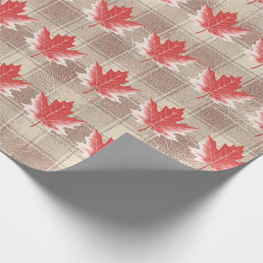 Maple Leaf Wrapping Paper Flat Sheet Set of 3 Cadeaupapier (Hoek)