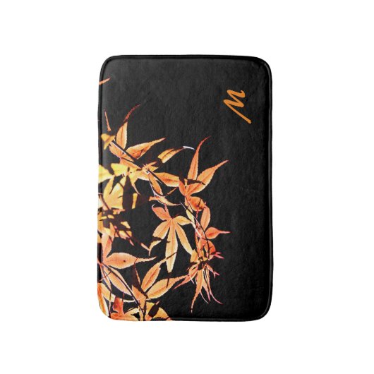 Maple Leaves Autumn Monogram Bath Mat (Voorkant Verticaal)