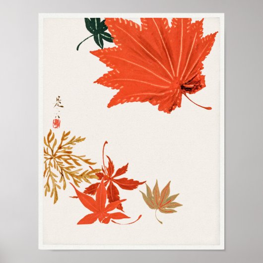Maple Leaves beroemd gemaakt door Shibata Zeshin Poster (Voorkant)