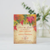 Maple Leaves Bruiloft Bewaar de Datum Herfst Herfs Save The Date (Staand voorkant)