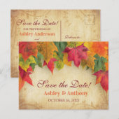 Maple Leaves Bruiloft Herfst Herfst Save the Date Aankondigingskaart (Voorkant / Achterkant)